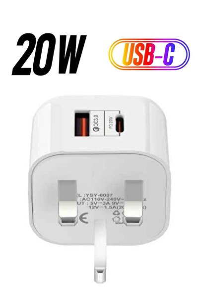 Shopi شاحن جداري USB ثنائي المنافذ بقدرة 20 واط بتقنية الشحن السريع PD و QC3....