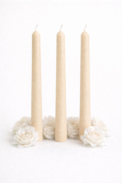 Bead 3’lü Dekoratif Şamdan Mumu 25 Cm - Özel Gün, Nişan, Düğün ve Masa Süslem...