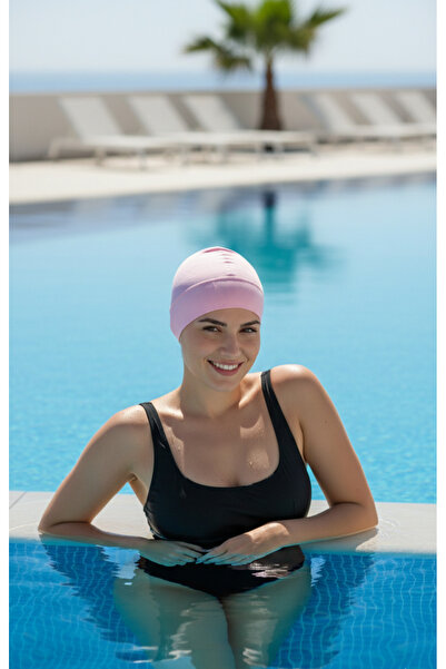 tayuya Pembe Esnek Yüzücü Bonesi - Saç Çekmeyen Mikro Kumaş Havuz Bonesi - St...