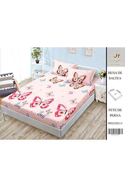 FIONNA.RO Satin Cotton Cover With Stretchy And Pillowcases 160X200cm - Pink W...