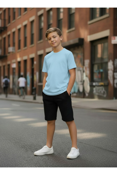 SPORTİVEA 100% Cotton Oversize Fit T-Shirt with Black Shorts Included 100% Co...