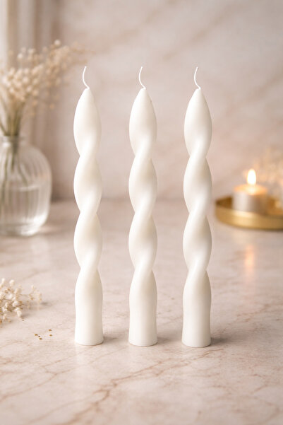 Bead 3’lü Dekoratif Burgu Şamdan Mum Seti – El Yapımı Spiral Şamdan Mum – Mod...