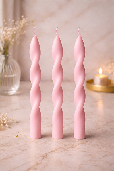 Bead 3’lü Dekoratif Burgu Şamdan Mum Seti – El Yapımı Spiral Şamdan Mum – Mod...