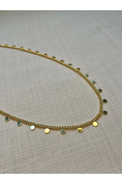 D&Z ACCESSORİES Kadın Gold Renk Pullu Sıralı Zincir Kolye | Shaker Model Çeli...