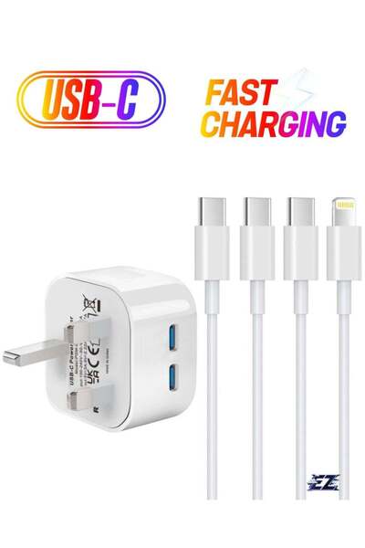 Shopi شاحنان لهاتف آيفون 16 - كابل ومقبس شحن سريع من نوع USB-C إلى Lightning ...