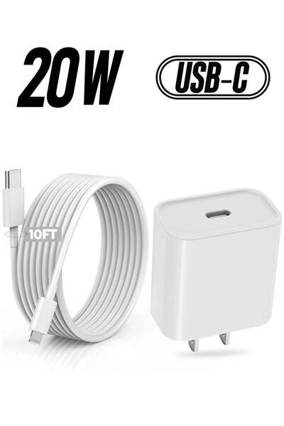 Shopi شاحن سريع 20 واط بتقنية PD، شاحن جداري من النوع C، كابل USB-C إلى Light...