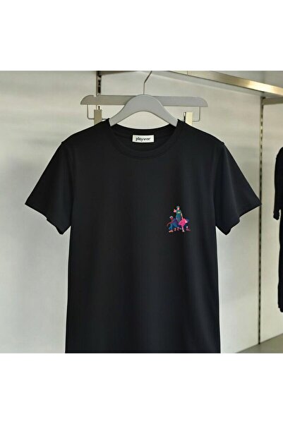 playwear Unisex Comfortable Fit 3 Friends Figure Back and Chest Printed T-Shirt
