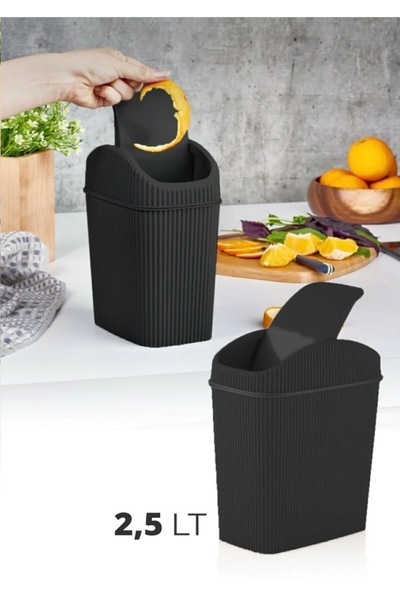 A&A 2.5 Liter Mini Bathroom Trash Can with Swivel Lid - Toilet Garbage Bin Ba...