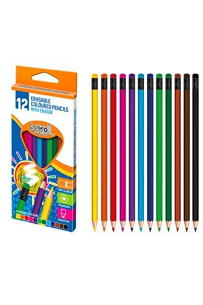 PlayFun Creioane Color cu Radieră 12 Culori