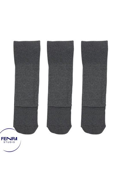 FENRA STUDIO Soft Cotton Thick Towel Gray Heelless Comfortable Tube Sports Socks