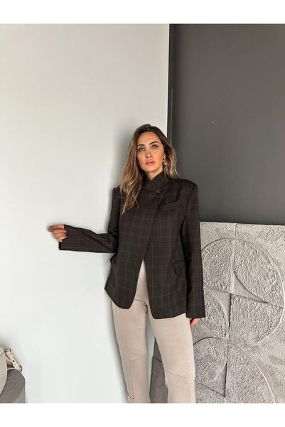 Zerrincan Giyim Kahve Kruvaze Düğmeli Tasarım Ceket