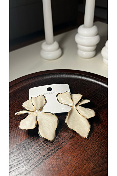 Les Séduisantes c.a. Mineli Gold Yelpaze Çiçek Büyük Altın Kaplama Küpe VIP