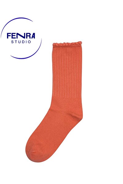 FENRA STUDIO Seamless Women's Derby Salmon Ruffle Cotton Socks