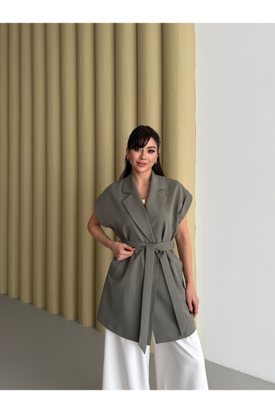 Nadrina Long Low Sleeve Belted Vest