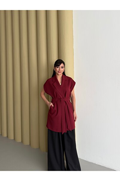 Nadrina Long Low Sleeve Belted Vest