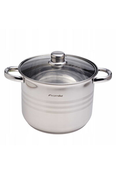 Kamille Stainless steel tall pot, 6 L, with lid 22 cm, gas induction