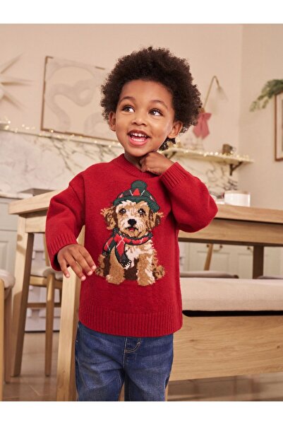 Next Baby Cotton Red Patterned Knitted Sweater