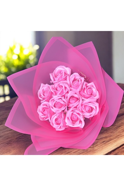 exzone Led ışıklı +A kalite Pembe gül buketi - dekoratif konsept hediye Anney...