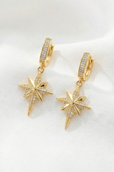 özgül takı ve tasarım North Star Model Dangle Zircon Stone Gold Color Women's...