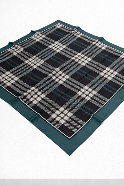 LAWILIA Eșarfă din mătase Tivil cu model în carouri verde smarald IST 03379