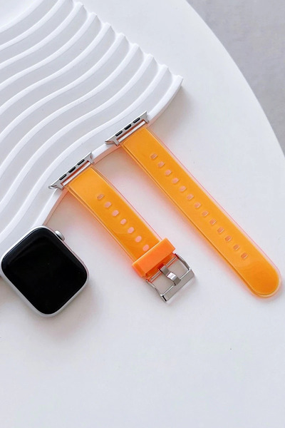 isiltikidsmoda ساعة موينشي بسوار سيليكون جيلي مقاس 38 ملم - برتقالي