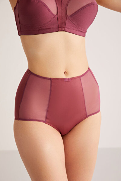 Kom Women's Micro-Cotton Tulle Detailed High-Waisted Bianca Panties (Socks Ar...