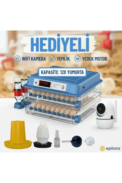 Epilons Fully Automatic 120 Egg Capacity Incubator - Seven with Wifi Camera f...