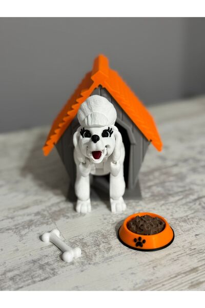 TRİDEON مجموعة كلب بودل ثلاثي الأبعاد مع بيت وعاء طعام