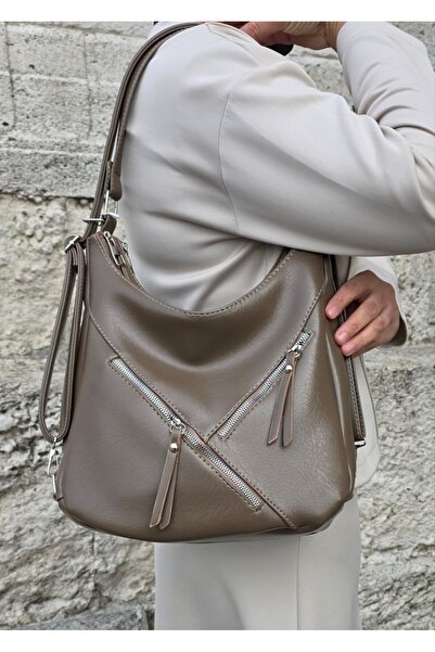 ÇANTAM GELSİN Women's 5-Section Shoulder and Backpack with Two Main Compartments