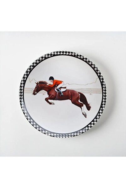 VITELLI DUBAI Equestrian 25 Cm Porcelain Plate with Equestrian Red Jacket