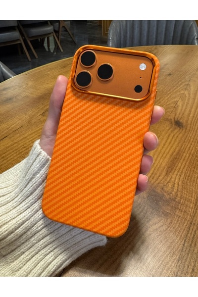daystar Orange Striped Original Carbon Phone Case Compatible with iPhone 17 P...