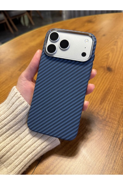 daystar حافظة هاتف كربونية أصلية مخططة باللون الأزرق الداكن متوافقة مع آيفون ...