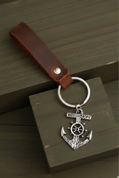 AB Takı Anchor Design Real Leather Keychain Fashion Keychain Genuine Leather ...