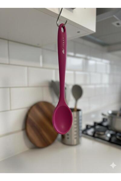 IVORY Heat Resistant Fireproof Non-Stick Silicone L Deep Spoon 27.5 cm (Ivo-S...