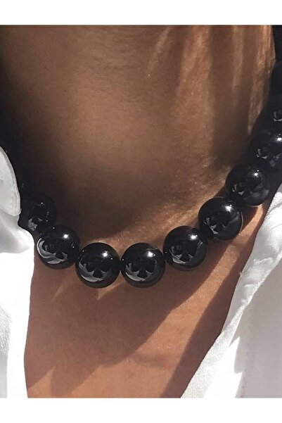Jerberaa takı Siyah büyük taş inci kolye