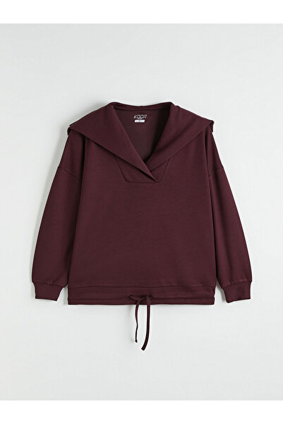 LC Waikiki KOOR SPORT Бордо поло с висока яка Овърсайз дамска блуза