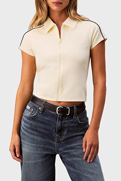 Calvin Klein Şerit Detaylı Slim Fit Fermuarlı Crop Polo LV047E212G2EW POLO LV...