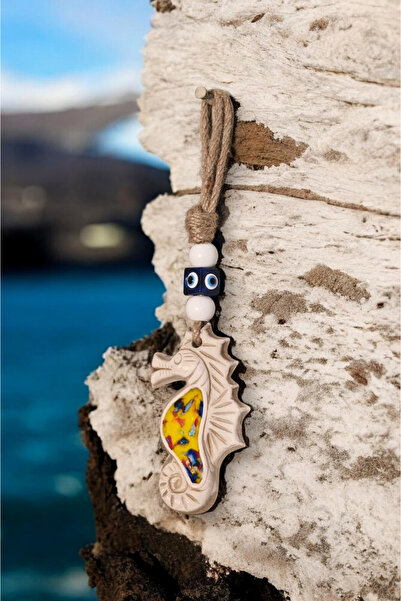 Revard Home Nazar Boncuklu Canlı ve Neşeli Sarı Denizatı Figürlü Seramik El Y...