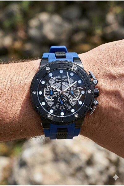 Quantum Chronograph Blue Men's Wristwatch |   Stainless Steel Case, Blue Sili...