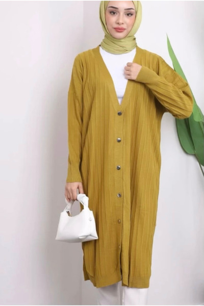 MG trend shop Kadın Mevsimlik Merserize Uzun Salaş Triko Hırka