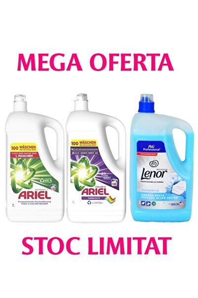 Ariel Universal clean liquid detergent, 5L + Color+, 5L + Lenor Sea Breeze co...