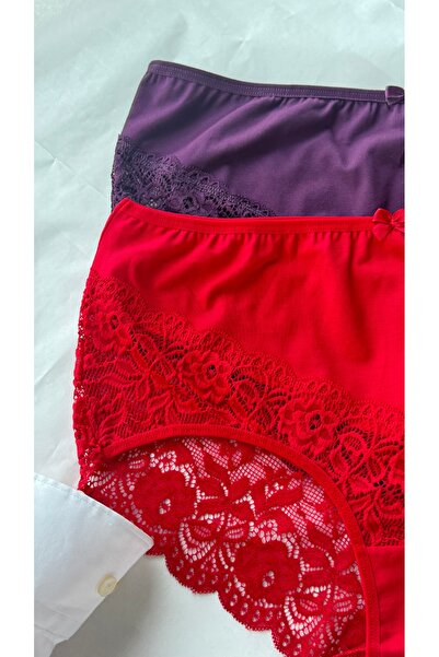 YOYYO Set de 2 chiloți brodați din dantelă pentru femei - Lenjerie intimă cu ...