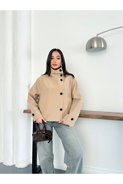 Ekim Store High Collar Buttoned Trench Jacket