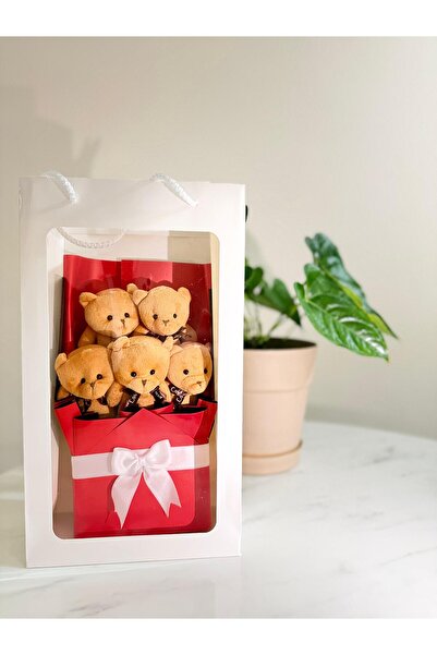 madewithlove 8 Mart Kadınlar Günü Hediyesi – 5’li Mini Peluş Ayıcık Buketi He...