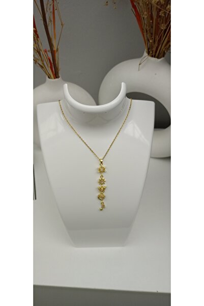 shop Elegant Multi-Figure Detailed Gold Color Steel Necklace – Stylish with S...