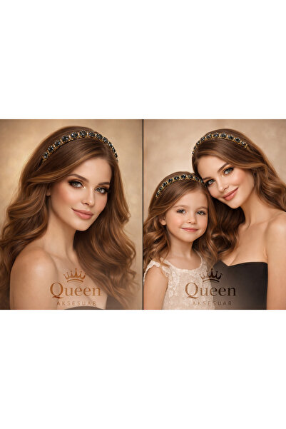 QUEEN AKSESUAR Crystal Candy Luxury Gold Metal Round Crystal Glass Stone Crow...