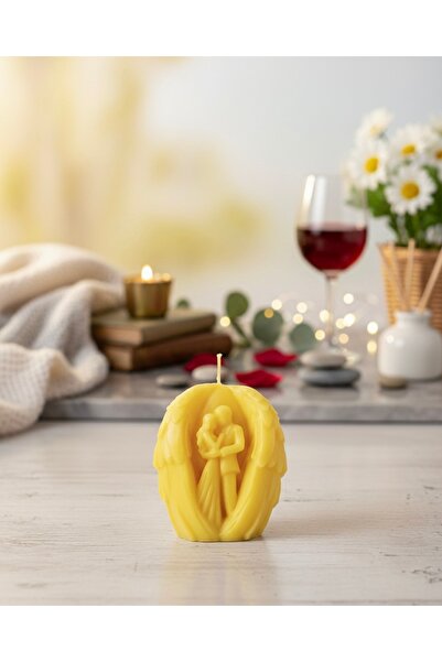 KIKIBELLA Melek Kanadı İçinde Çift Figürlü Dekoratif kokulu Mum - Sevgiliye H...