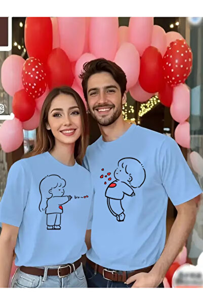 Ciel Lune Lover Matching T-Shirts Pair - Heart Detailed Cute Drawing Printed ...