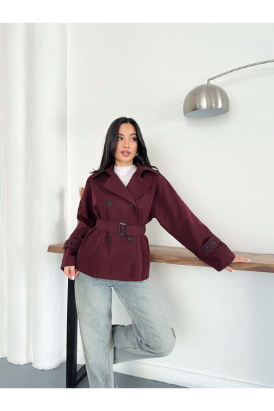 Ekim Store Kemerli Düğmeli Trenç Ceket