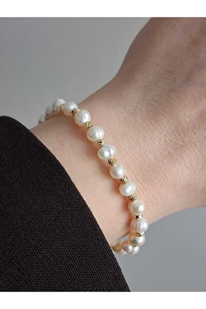 Bubbleatelier سوار ذهبي مينيمال مزين باللؤلؤ (لؤلؤ مائي)